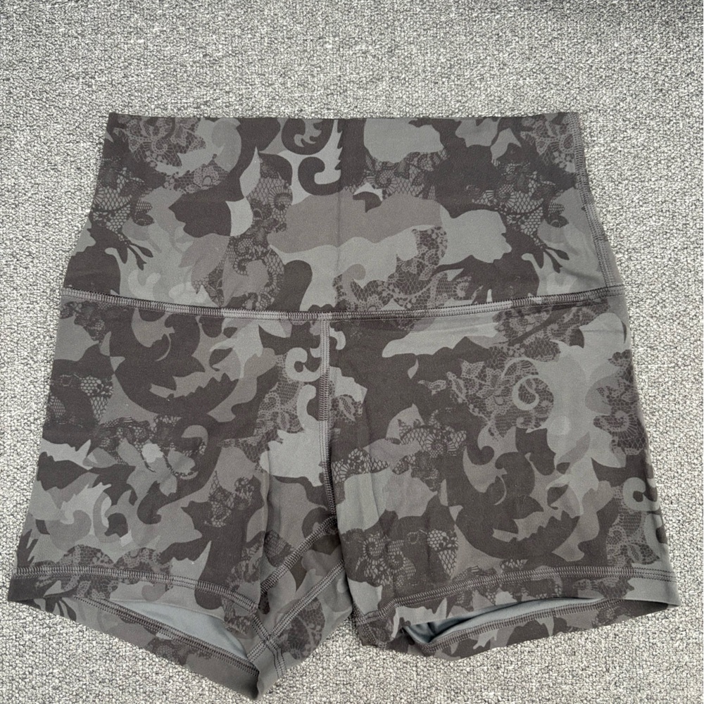 lululemon athletica Gray Camo/Lace Athletic Shorts